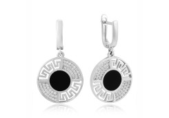 Серьги золотые с фианитами и эмалью