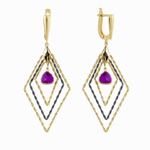 Серьги золотые с аметистами