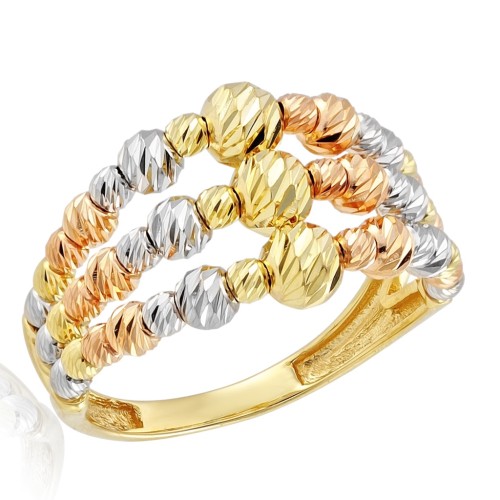 Кольцо из комбинированного золота с шариками