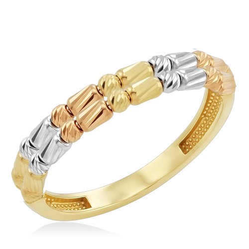 Кольцо с шариками из комбинированного золота