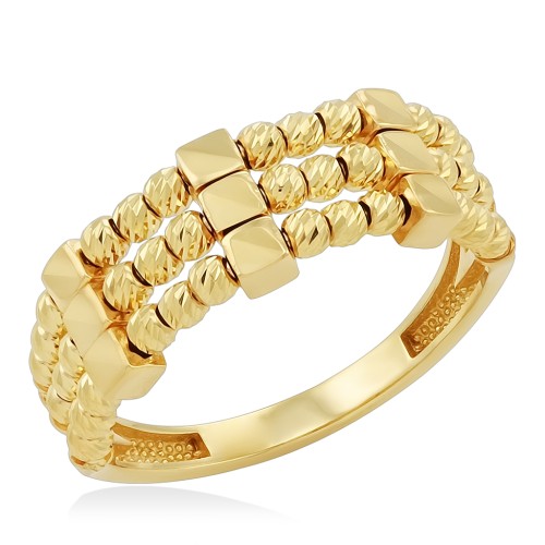 Кольцо с шариками из желтого золота