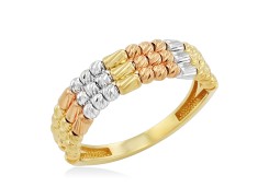 Кольцо с шариками из комбинированного золота