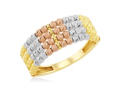 Кольцо с шариками из комбинированного золота