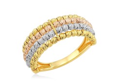 Кольцо с шариками из комбинированного золота