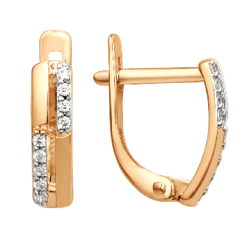 Золотые cерьги с фианитом