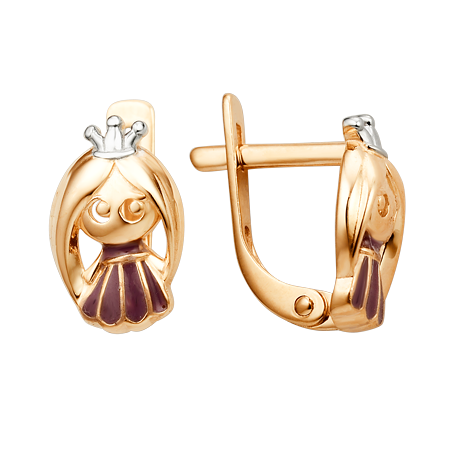 Золотые cерьги классические с эмалью