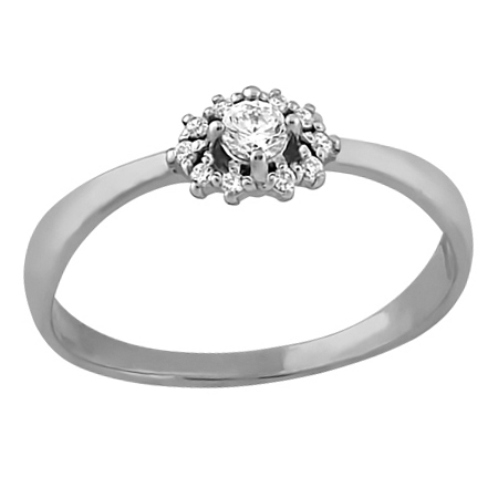 Кольцо из белого золота с фианитом