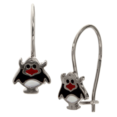 Серебряные cерьги классические с эмалью