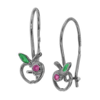 Серебряные cерьги классические с эмалью