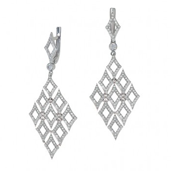 Серебряные cерьги висячие с фианитом