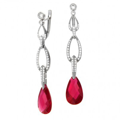 Серебряные cерьги висячие с фианитом