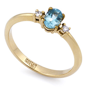 Кольцо из желтого золота с топазом