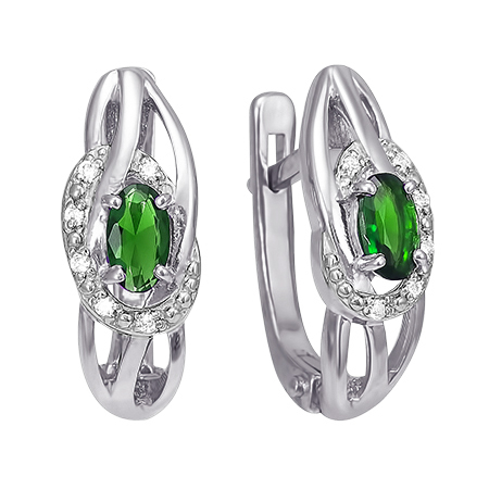 Серебряные cерьги классические с кварцем