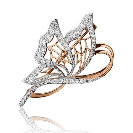 Брошь из золота с фианитом