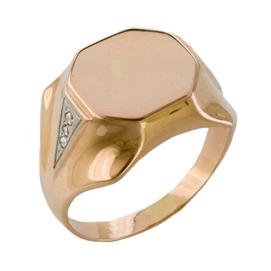 Печатка из золота с фианитом