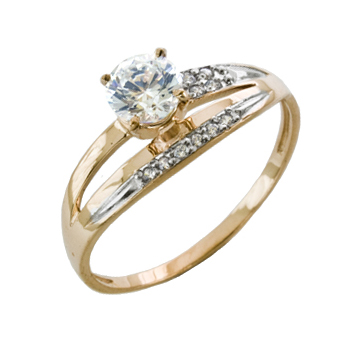 Золотое кольцо с фианитом