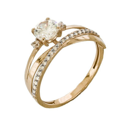 Золотое кольцо с фианитом