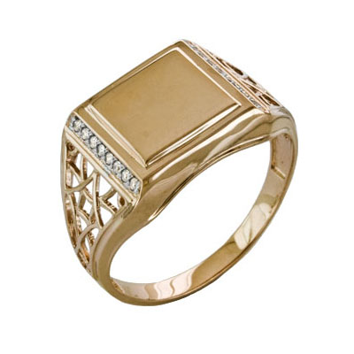 Печатка из золота с фианитом