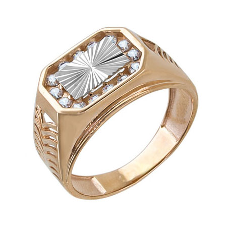 Печатка из золота с фианитом