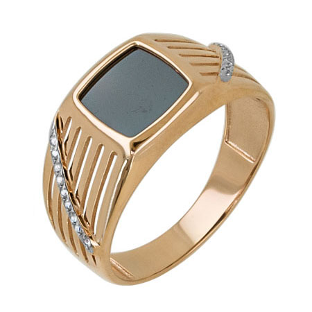 Печатка из золота с фианитом