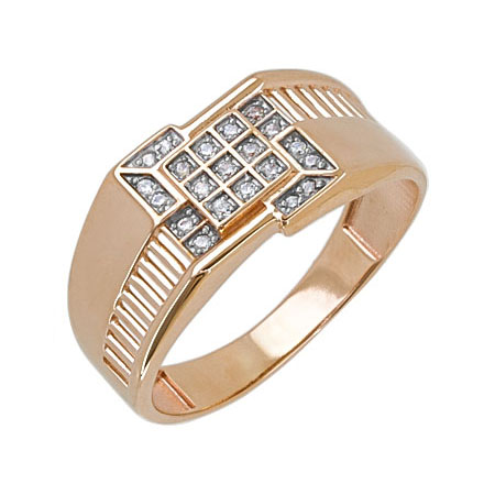 Печатка из золота с фианитом