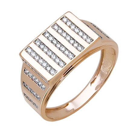 Печатка из золота с фианитом