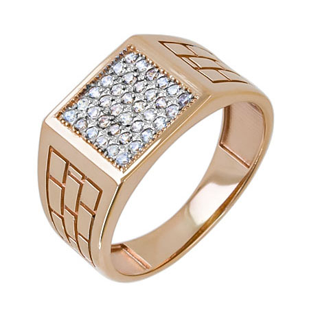 Печатка из золота с фианитом