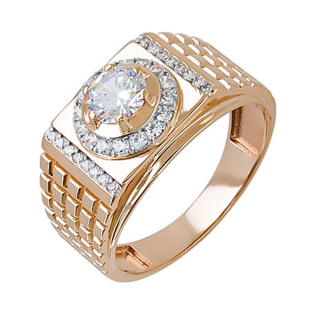 Печатка из золота с фианитом