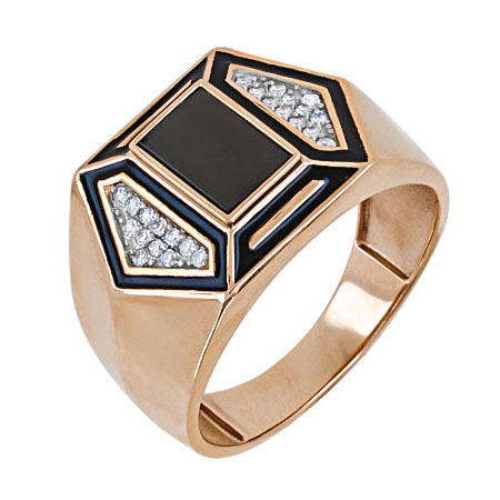 Печатка из золота с фианитом