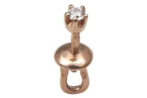 Золотая серьга пусет (гвоздик) с бриллиантом