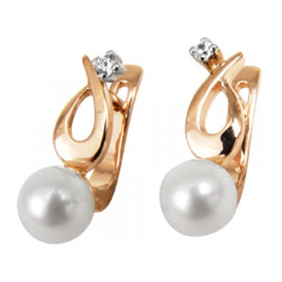 Золотые cерьги классические с жемчугом