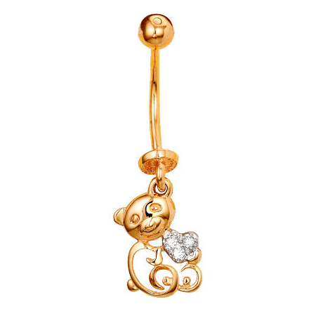 Серьга д/пирсинга из золота с фианитом