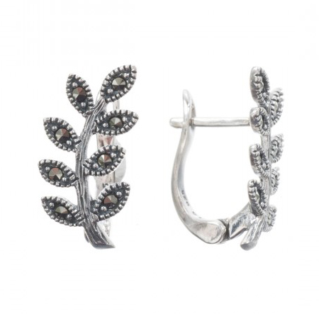 Серебряные cерьги классические с марказитом