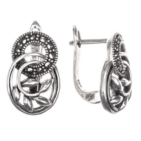 Серебряные cерьги классические с марказитом