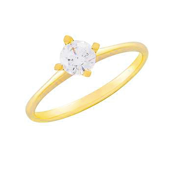 Кольцо из желтого золота с фианитом