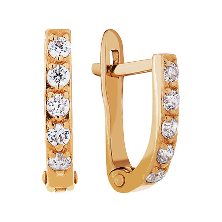 Золотые cерьги с фианитом