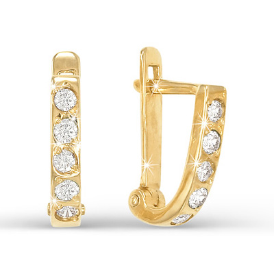 Золотые cерьги с фианитом