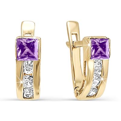 Золотые cерьги с фианитом