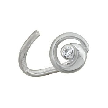Серьга д/пирсинга из белого золота с фианитом