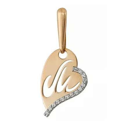 Золотая подвеска с фианитом