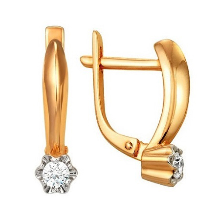 Золотые cерьги с бриллиантом