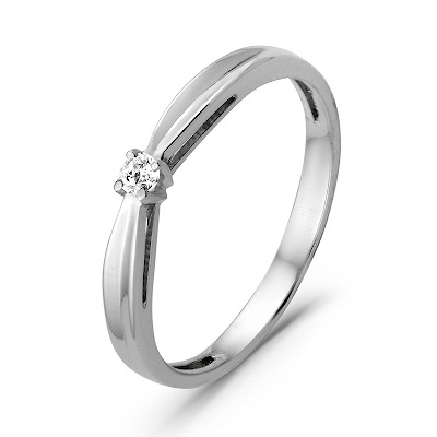 Кольцо из белого золота с бриллиантом