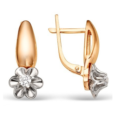 Золотые cерьги с бриллиантом