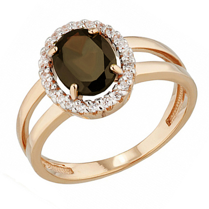 Золотое кольцо с раух-топазом