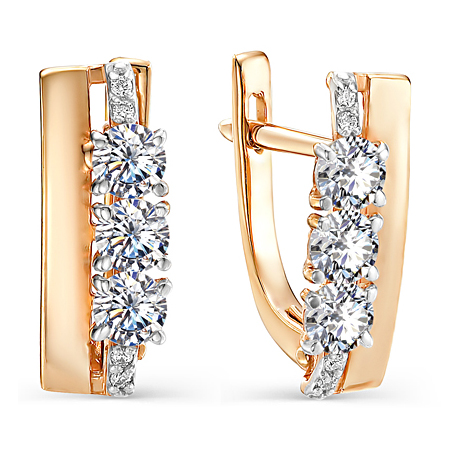 Золотые cерьги с фианитом