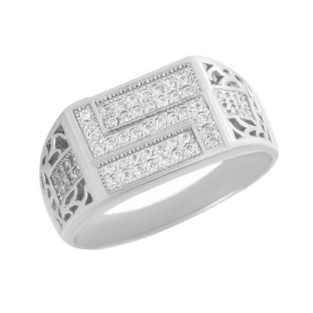 Печатка из серебра с фианитом