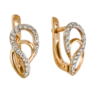 Золотые cерьги классические с фианитом