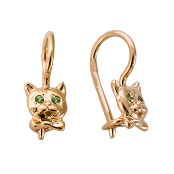 Золотые cерьги классические с фианитом