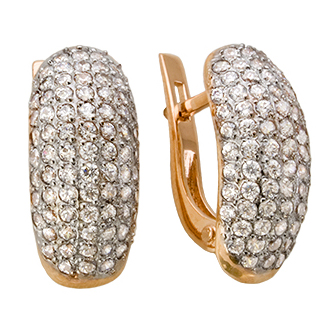 Золотые cерьги с фианитом