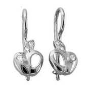 Серебряные cерьги классические с фианитом